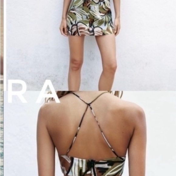 Zara Multicolor Tropical Print Mini Dress - Picture 3 of 5